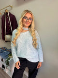 grey slash neck jumper